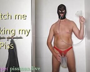 Pee drinking extreme Kinky man. Peeing pleasure.