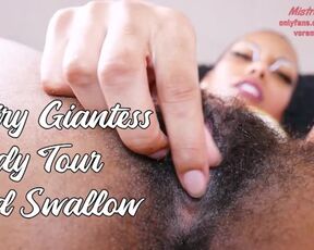 Hairy Ebony Giantess Body Tour and Swallow