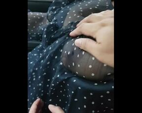 Thai Girl Big Boobs Show in her Car