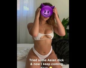 Cutie on Insta Sucks & Bounces on Thick Asian Cock