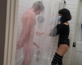 Shower Scene from Sissy Cuckold Threesome