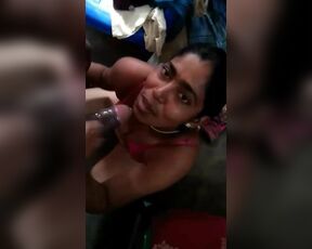 aunty giving blowjob to husbands friend