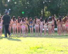 Japanese girls get filmed in the backstage before taking a naked photoshoot