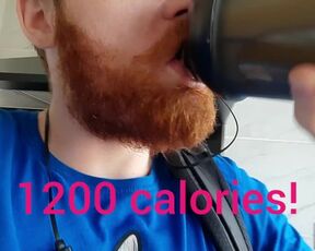 Ginger Beard Hunk Gainer Drinks 1200 calories / verbal masturbation with hot orgasm!