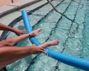 Paraplegic Using A Pool Noodle To Support Scrawny Legs