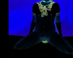 Black light sissy play with dildo