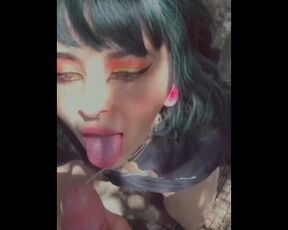 BLOWJOB QUEEN! Thick Goth Slut Drains my Balls INTO her Mouth in Public