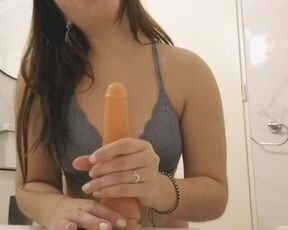 Sloopy blowjob with dildo