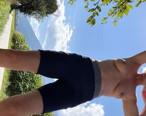 Task: undressing while hiking