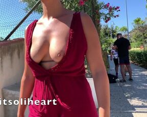 Public boobs flashing in a busy street