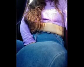 Anonymous babe masturbation orgasm public place car street