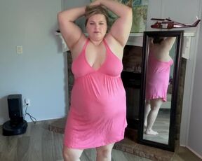 Busty Blonde Tries On Thin Pink Summer Sleepwear (Deleted from YouTube)